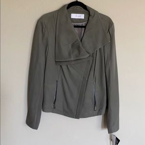 Grey Leather Moto Jacket